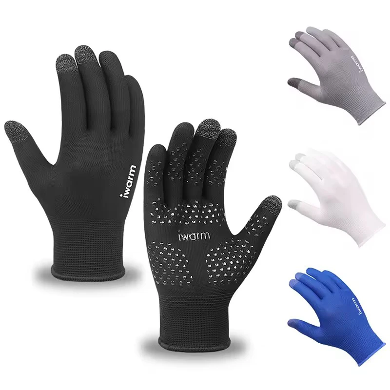 Summer Thin Breathable Gloves Spun Inner Silicone Anti Slip Suitable for Outdoor Sports Running Fitness Knitting Finger Gloves