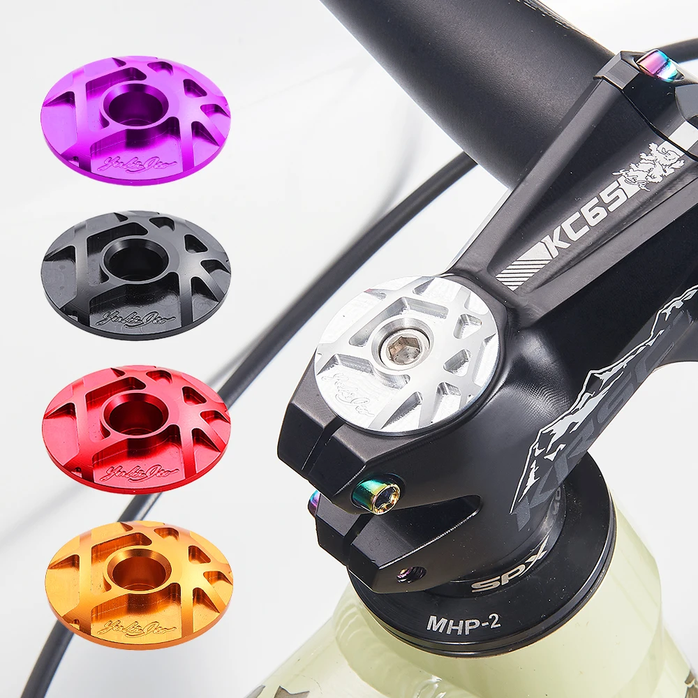 Bicycle Headset Cap MTB Road Bike Stem Headset Top Cap Cover CNC with Screw for 28.6mm Fork Head Tube Cycling Accessories