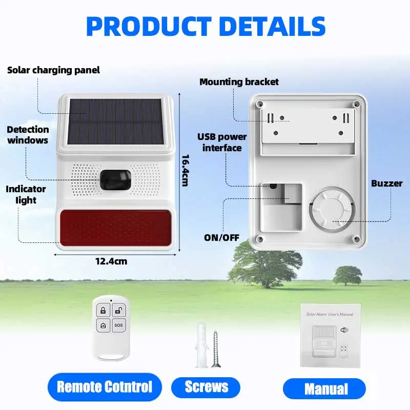 Outdoor Waterproof TUYA Solar Infrared Sensor WIFI  Smart Home Alarm Pir Sensor Security 120dB Smart Life APP