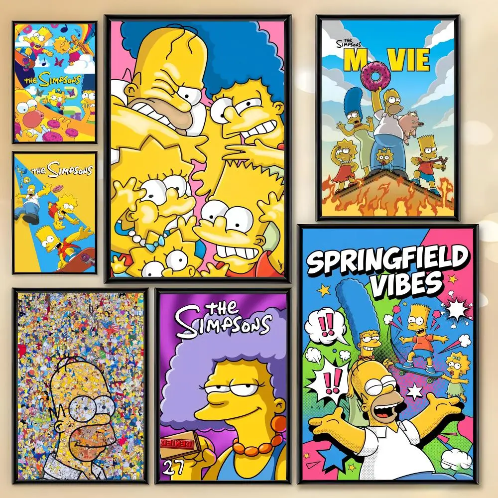 Anime T-The S-Simpsons Poster HD Art Sticky Wall Room Decor Home Waterproof Home Living Bar Aesthetic Decoration