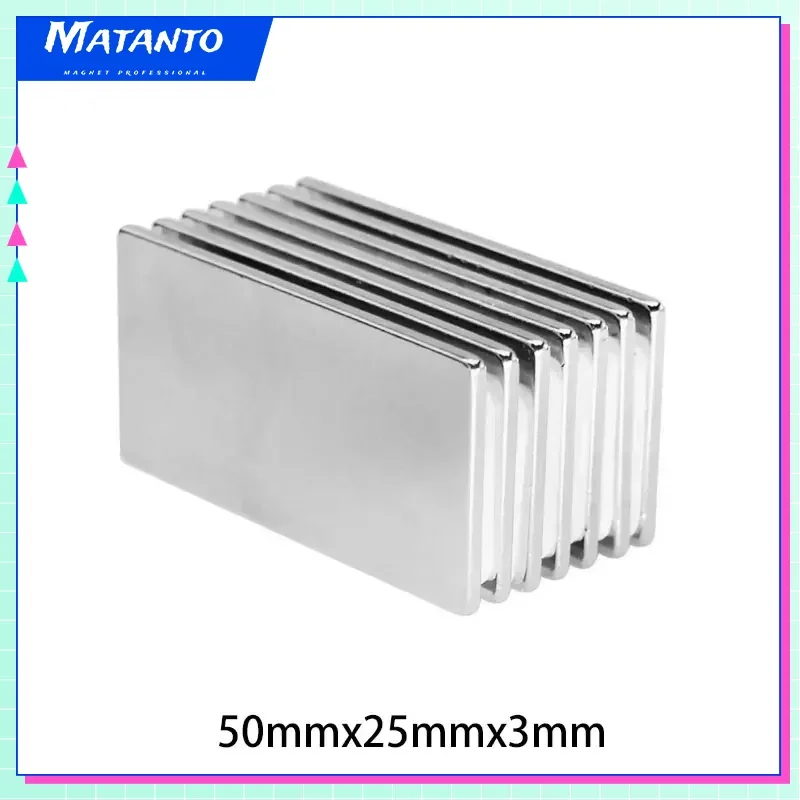 1/2/5Pcs 50x25x3mm Strong Quadrate Neodymium Magnet N35 Powerful NdFeB Long Fridge Magnets Block Rare Earth Magnets 50*25*3mm