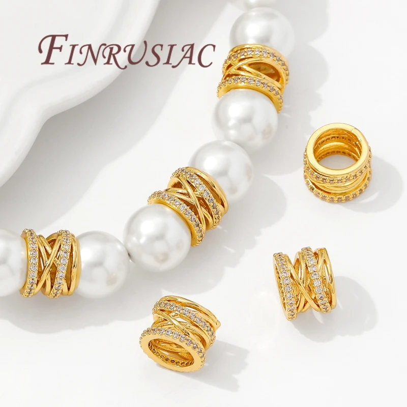 7.6 مللي متر * 10 مللي متر خرز بفتحة كبيرة ، خرز فاصل مطلي بالذهب عيار 18 قيراط لصنع الأساور ، خرزة لإكسسوارات القلادة ، نتائج ذاتية الصنع