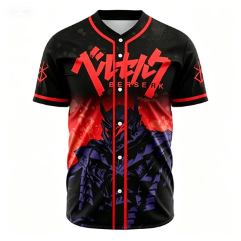 Japanese Trendy Casual Anime Baseball Jersey Short Sleeved Cardigan