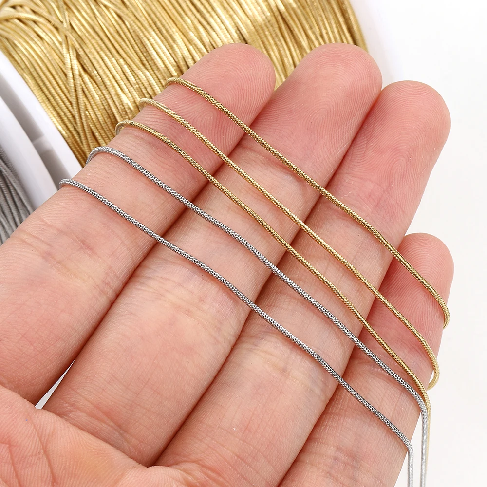 2Meters Stainless Steel Round Snake Chains for Necklace Bracelet Jewelry Making DIY Findings 0.9mm 1.2mm Chain Bulk Wholesale