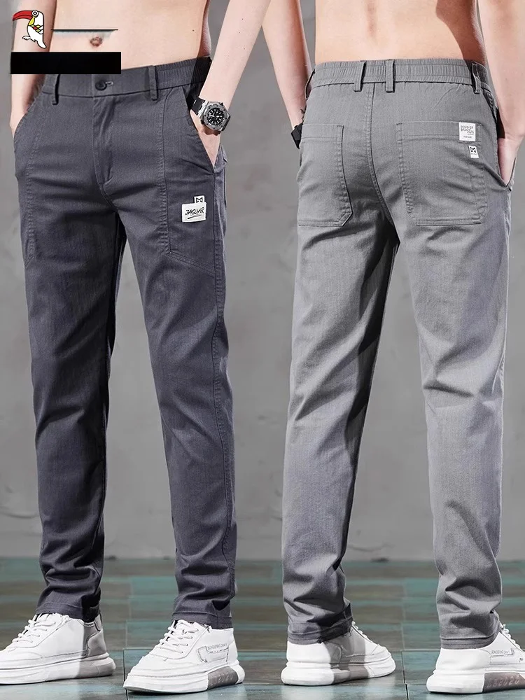 

Men's Casual Straight Leg Pants Elastic Thin Workwear Summer Faion Ci Sle Cotton Polyester Blend Long Trousers