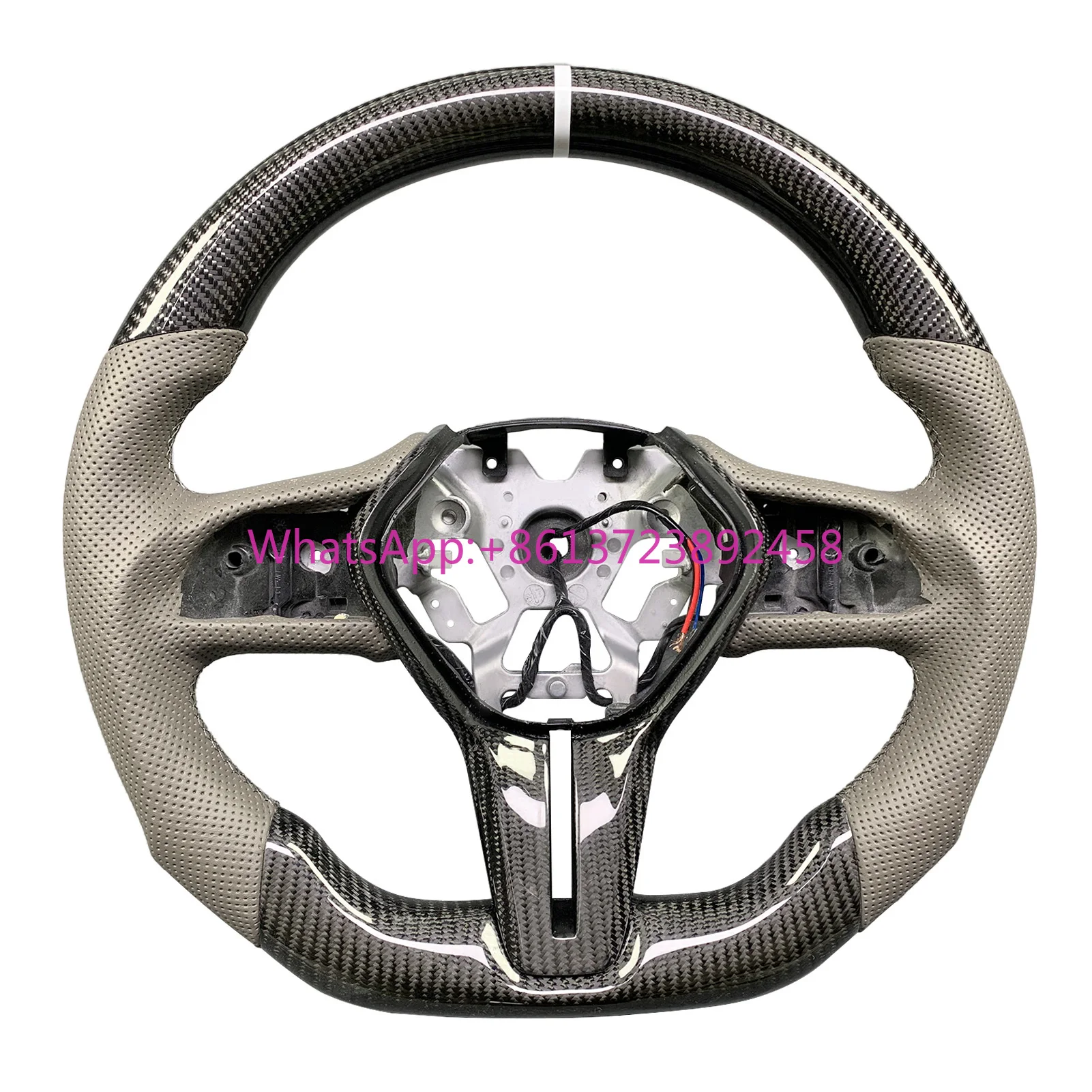 

For Infiniti Q60 QX55 Q50 2017-2024 New Upgraded Customized Carbon Fiber Perforated Leather Steering Wheel Support Heating
