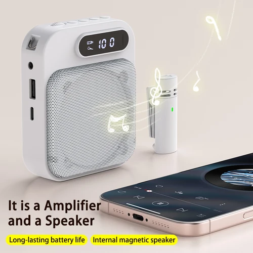 Imagen 2 del producto Amplificador de voz inalámbrico micrófono Lavalier portátil DSP reducción de ruido altavoz recargable para enseñanza, detección, guía de juguetes