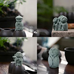 Buddha Stone Statue Little Buddhist Monks Tibetan Buddhism Figurines Zen Garden Ornament Meditation Home Aquarium Decoration