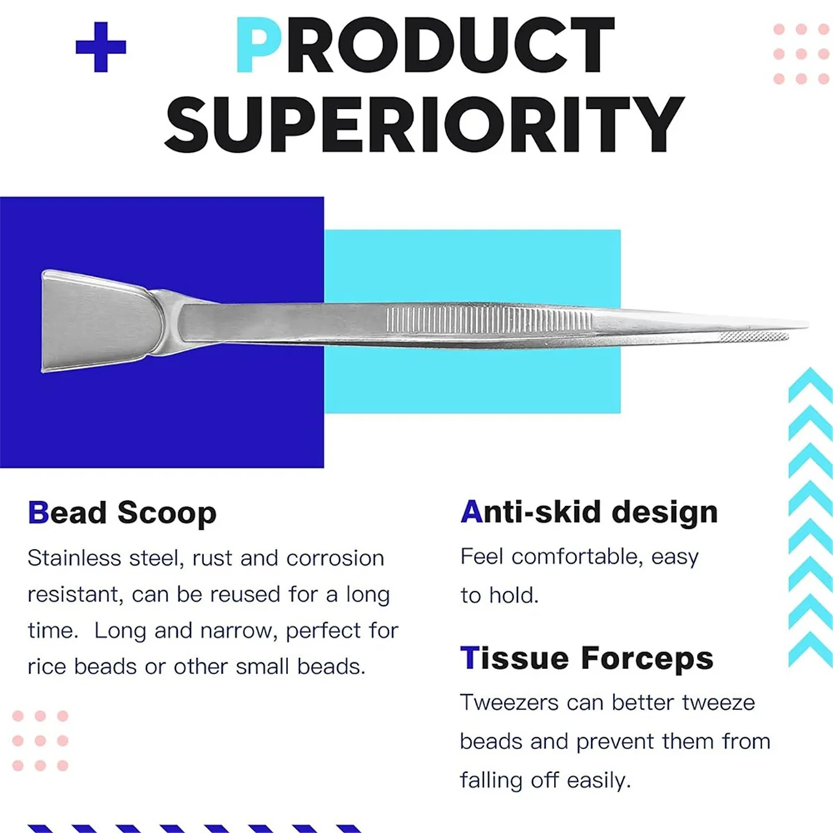 

AA25 Bead Mat,Centimeter Scale 3 Pcs and Stainless Steel Handy Tweezers with Scoop for Jewelry Making Beading Supplies