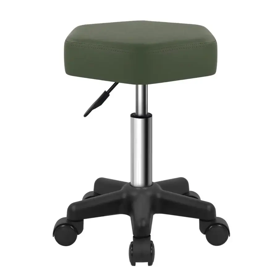 

Hexagon Rolling Stool Height Adjustable Stool with Wheels for Spa Salon Massage Green