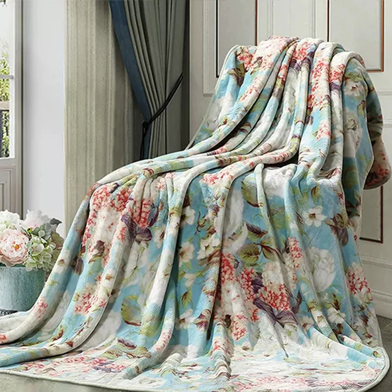 

High quality princess towel quilt Winter Flannel warm blanket Beautiful Fragrant Flower Coral Plush Sofa Blanket room Decoration