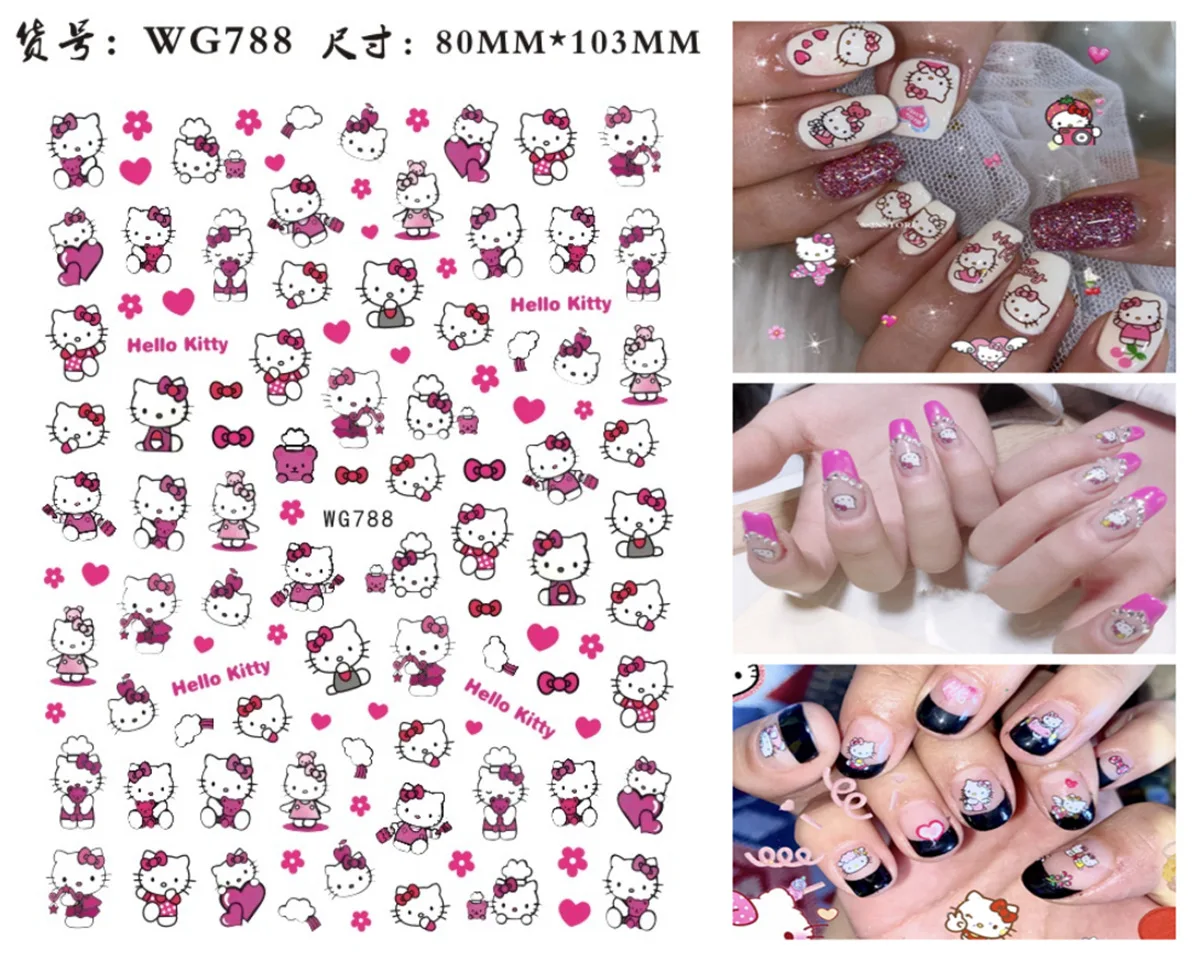 Sanrio Geprägte 5D Nagelaufkleber Anime Nagelkunst-Zubehör Kero Kero Keroppi My Melody Hello Kitty Aufkleber Nageldekoration Abziehbilder – Detail 2
