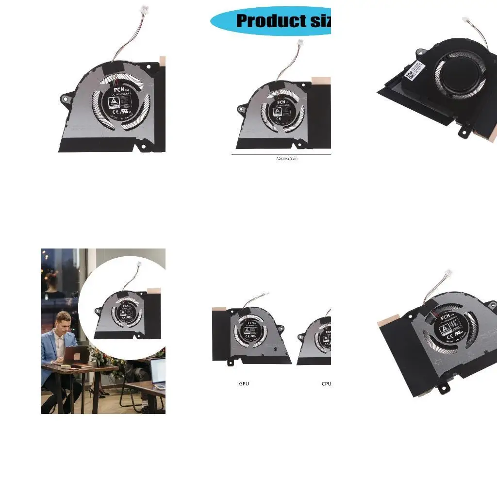 

R53C Новый процессор GPU Охлаждающий вентилятор бесщепкий 12 В для Zephyrus G14 GA401 GA401Q GA401QM GA401QC