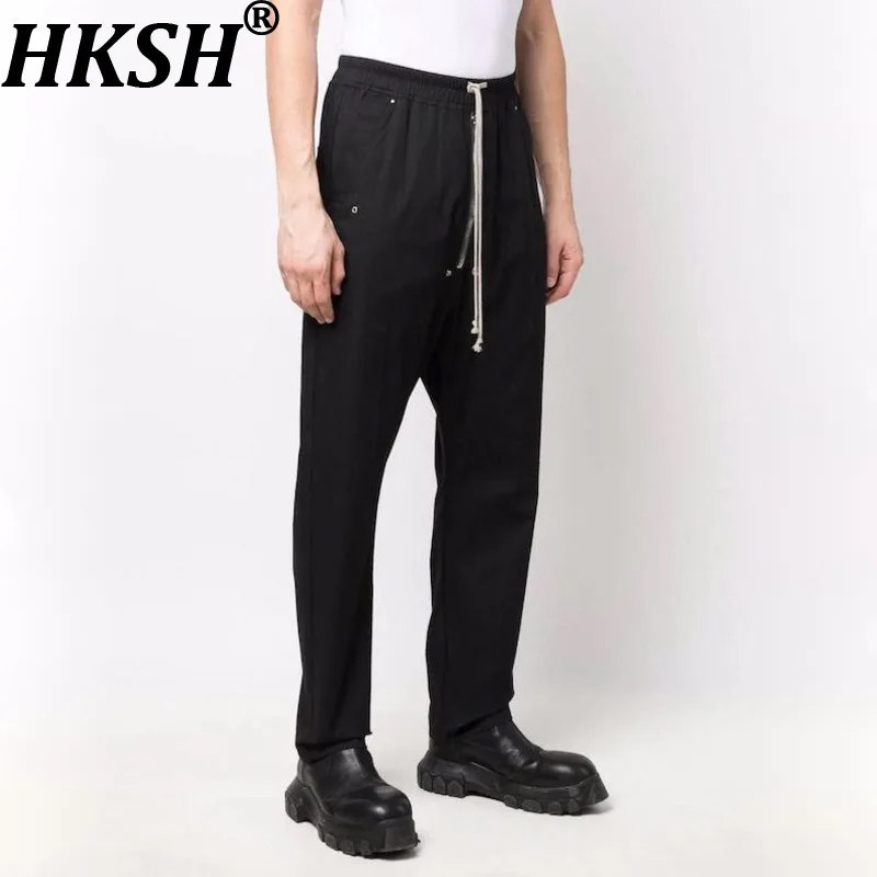 

HKSH Весенне-осенние новые мужские брюки Tide RO Dark Straight с молнией на промежности, в стиле High Street, уличные брюки, женские комбинезоны HK21599