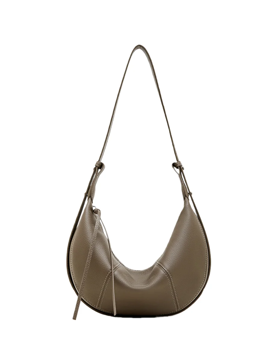 

First-layer Cowhide Leather Women's Crossbody Bag New Genuine Leather Shoulder Practical Daily Bag Solid Color Soft Handbag