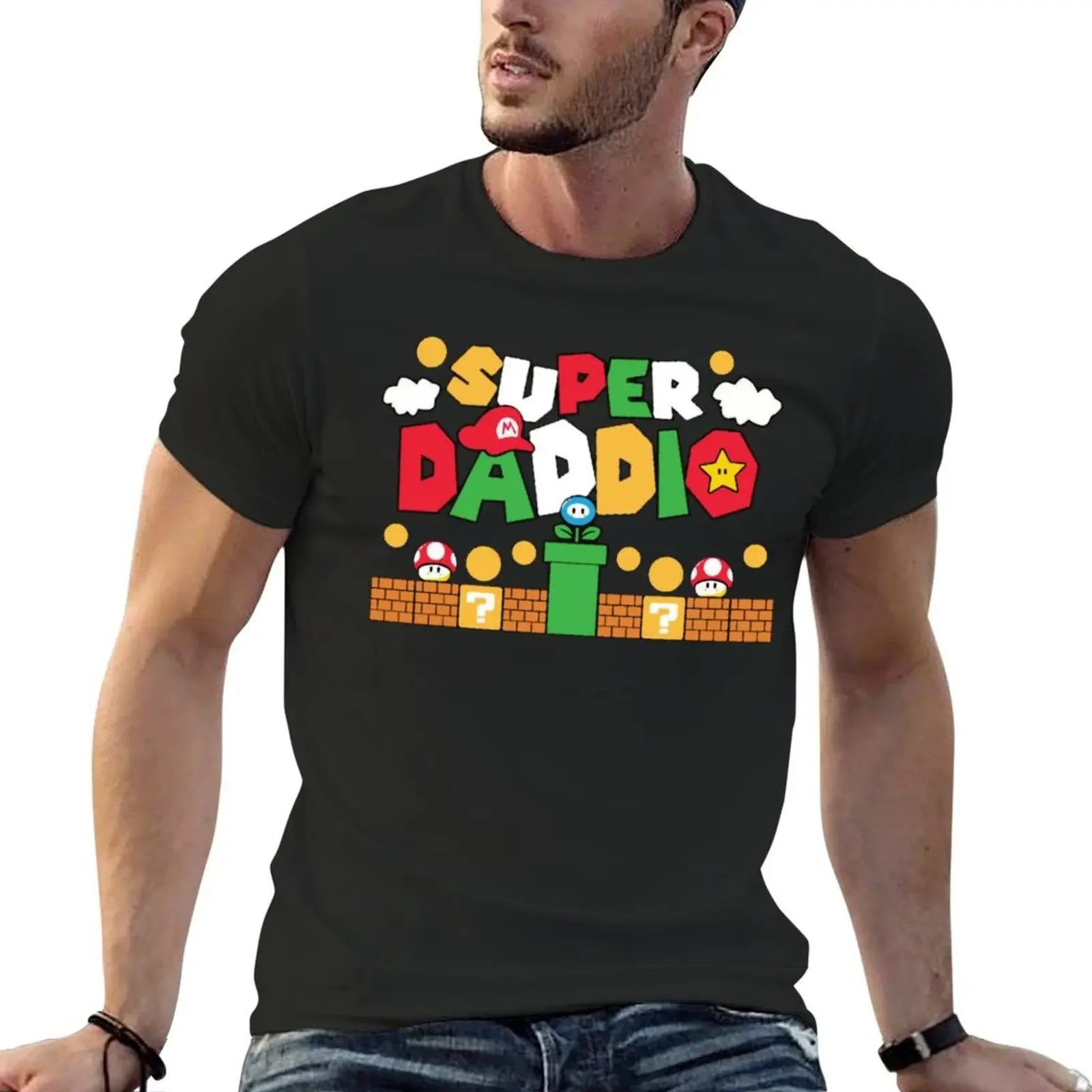 Chemise de jeu Super Daddio, chemise de nouveau papa, chemise Super Mommio, de fête des père T-Shirt