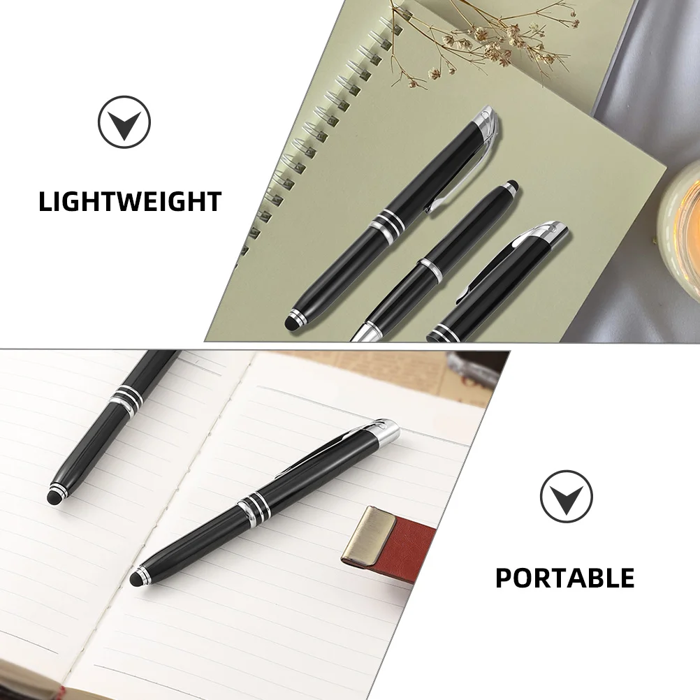 3 Pcs Ballpoint Pen Flashlight Pens Portable Writing with Metal for Touchscreen Device LED Office Stationery Gift