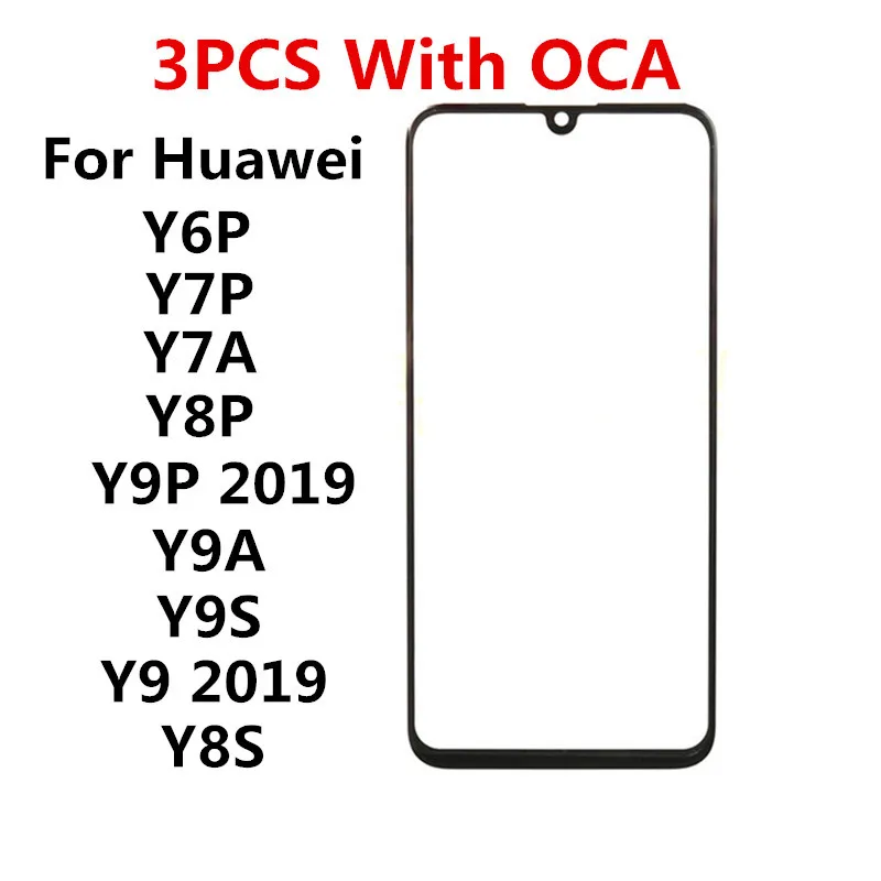 

Передний экран для Huawei Y6P, Y8P, Y7A, Y7P, Y8S, Y9S, Y9, Y9A, Y9P 2019, сенсорная панель, ЖК-дисплей, стеклянная Запасная часть + OCA, 3 шт.