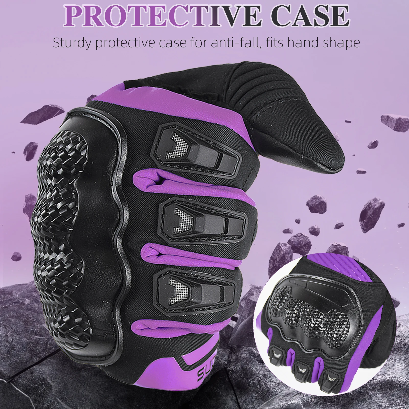 ถุงมือมอเตอร์ไซค์ฤดูหนาว SUOMY สีชมพู/ม่วง สำหรับผู้หญิง กันลม กันน้ำ ถุงมือขี่มอเตอร์ไซค์แบบสัมผัสหน้าจอ ถุงมือขี่รถอุ่นสำหรับผู้หญิง