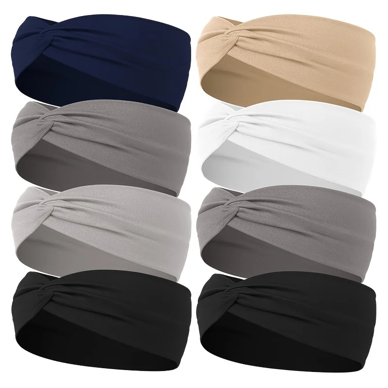 Solid Color Knotted Hairband Elastic Wide Headband Women Unisex Sports Yoga Running Cross Headband Headwear