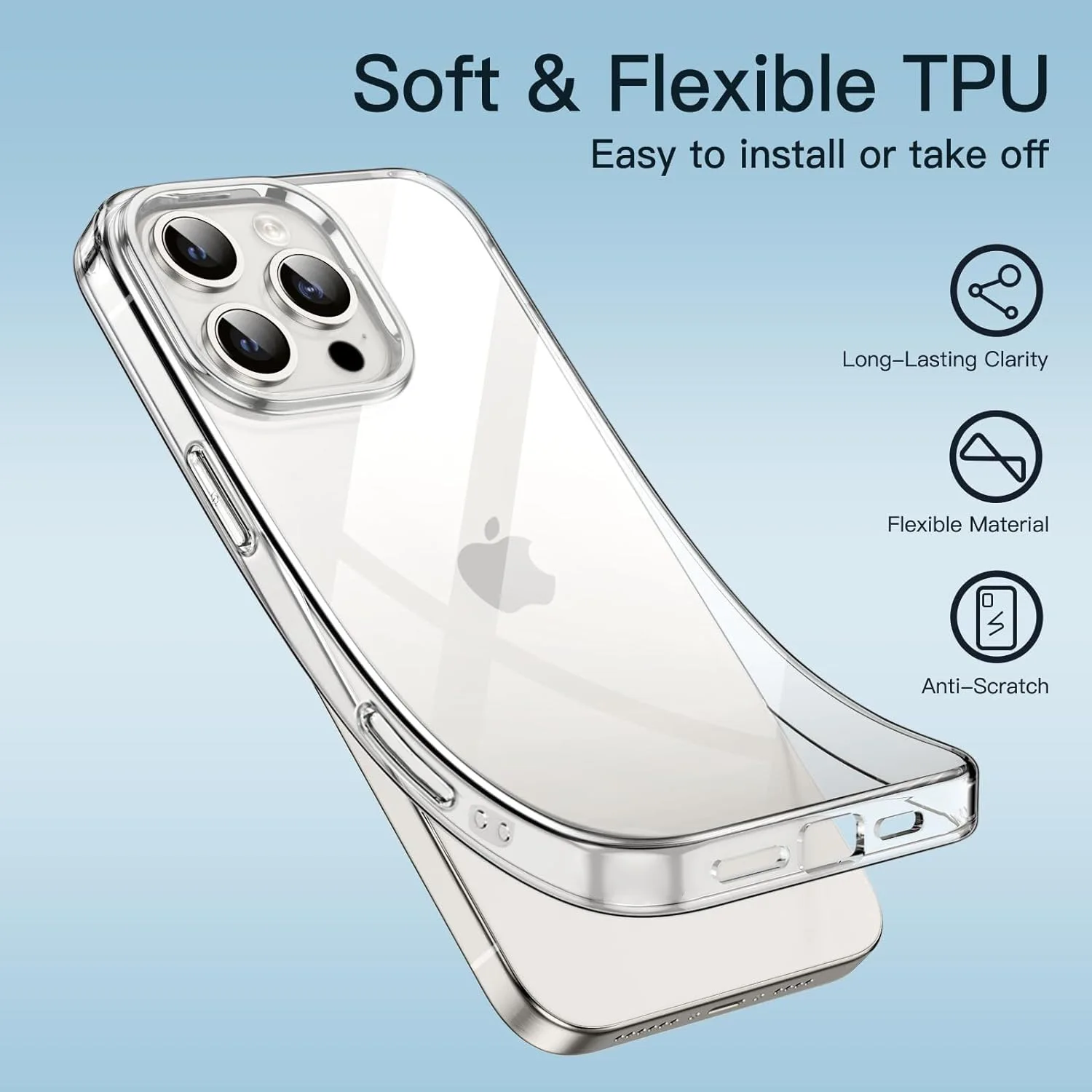 Ultradünne, klare, weiche Hülle für iPhone 16 Plus 16 Pro Max Fundas, transparente TPU-Rückseite – Detail 5