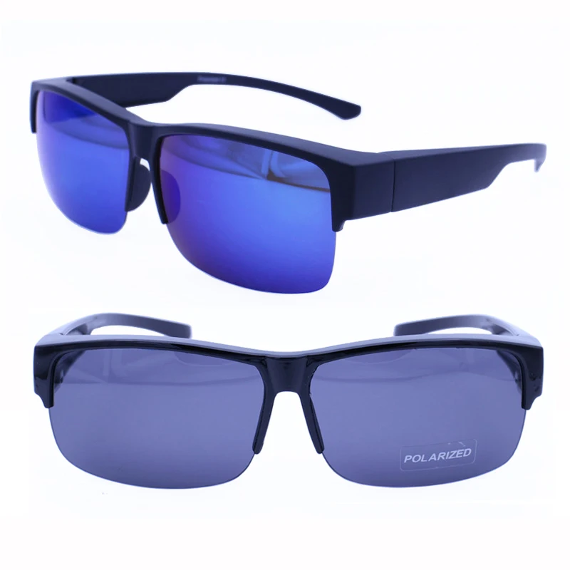 

Retail Sales UV400 Polarized Rectangle Half-rim Fit Over Handy Fishing Driving Wear on Big Size Sunglasses for Men 033