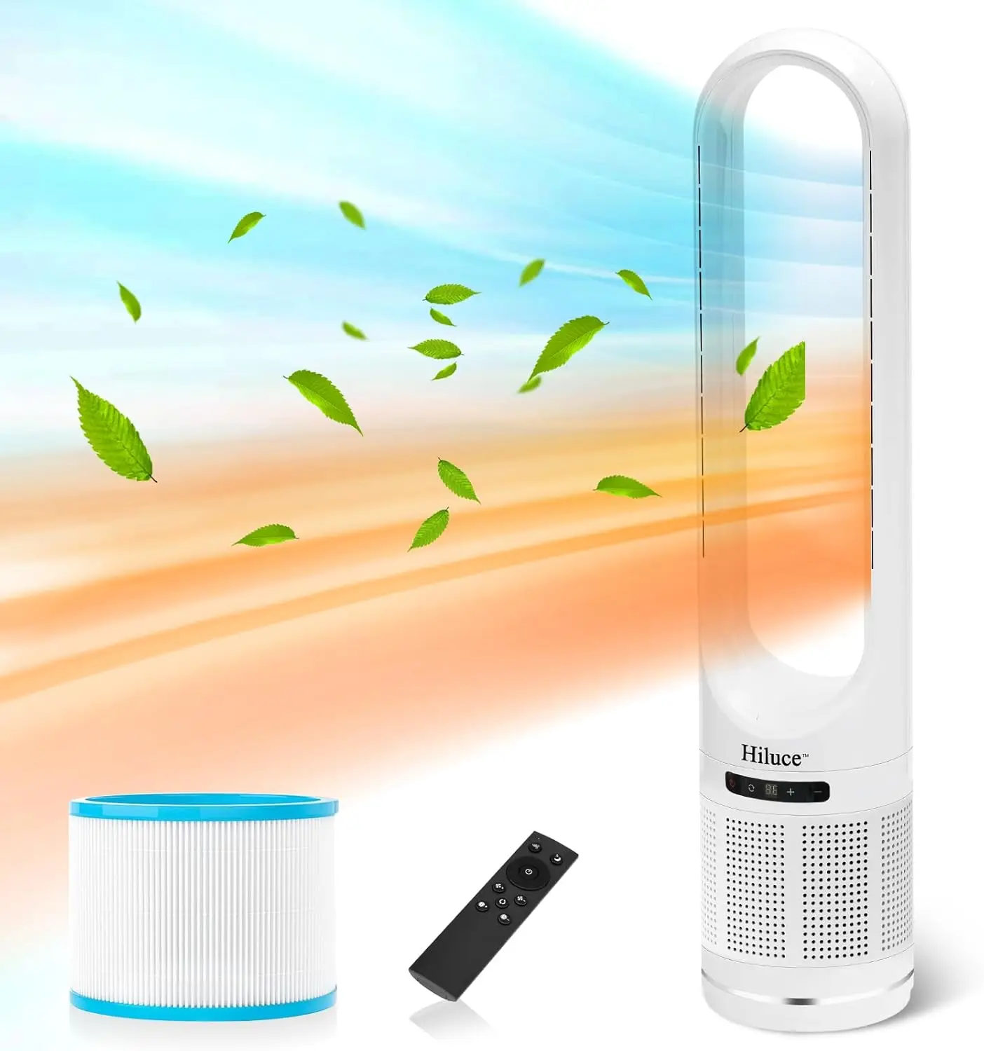 

3-in-1 Bladeless Fan with Air Purifier,Indoor Heater,Fan and Heater Combo HEPA Filter,Tip-Over Switch,26ft/s Quiet Tower Fans,80