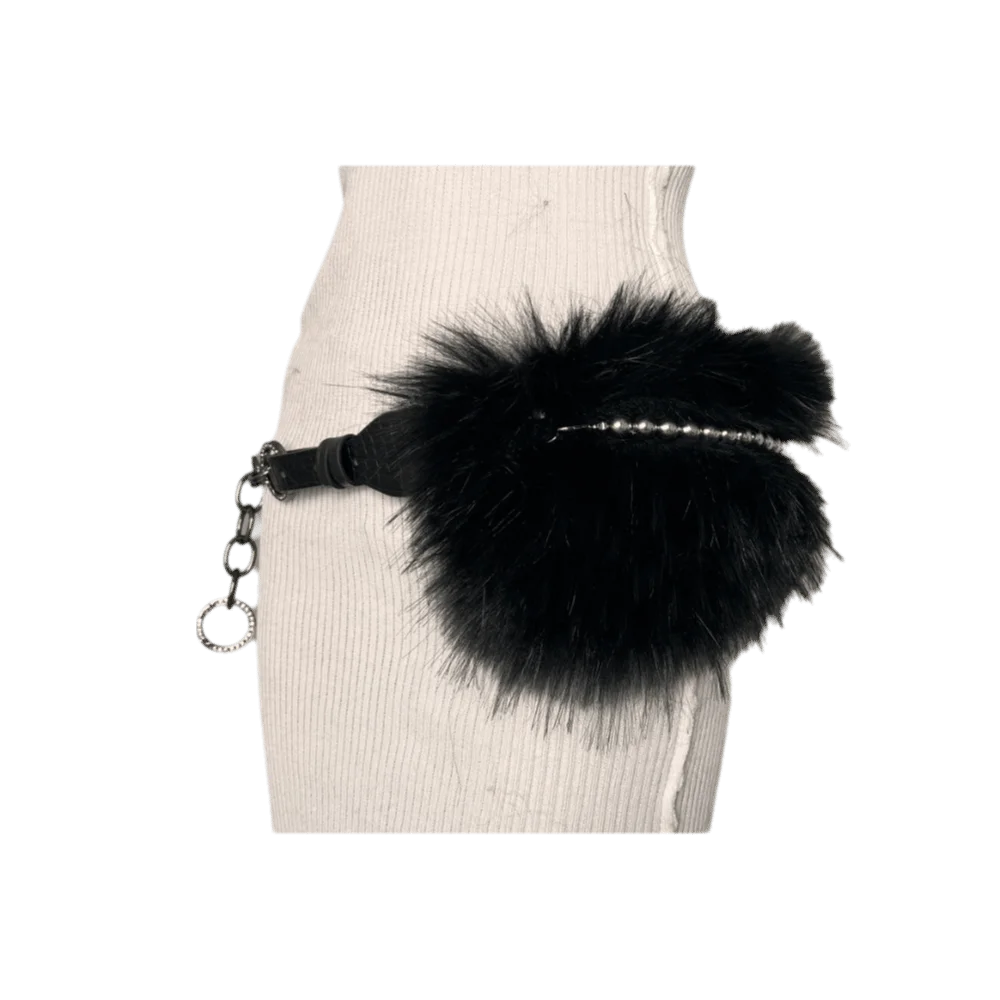 เข็มขัดหนังขนเฟอร์สไตล์ Y2K เรียบง่าย สไตล์สาวแซ่บ ประดับเพชรเทียม สายคาดเอวขนปุย สไตล์พังก์ย้อนยุค เข็มขัดขนปุยสำหรับผู้หญิง/เด็กผู้หญิง