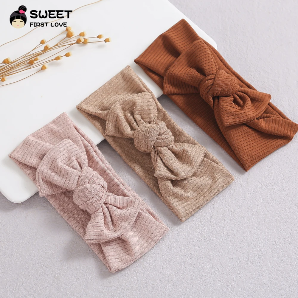 Pure Color Baby Headbands For Girls Turban Hair Band Big Bow Tite Hair Accessories For Kids Cute Elastic Bands For Hair