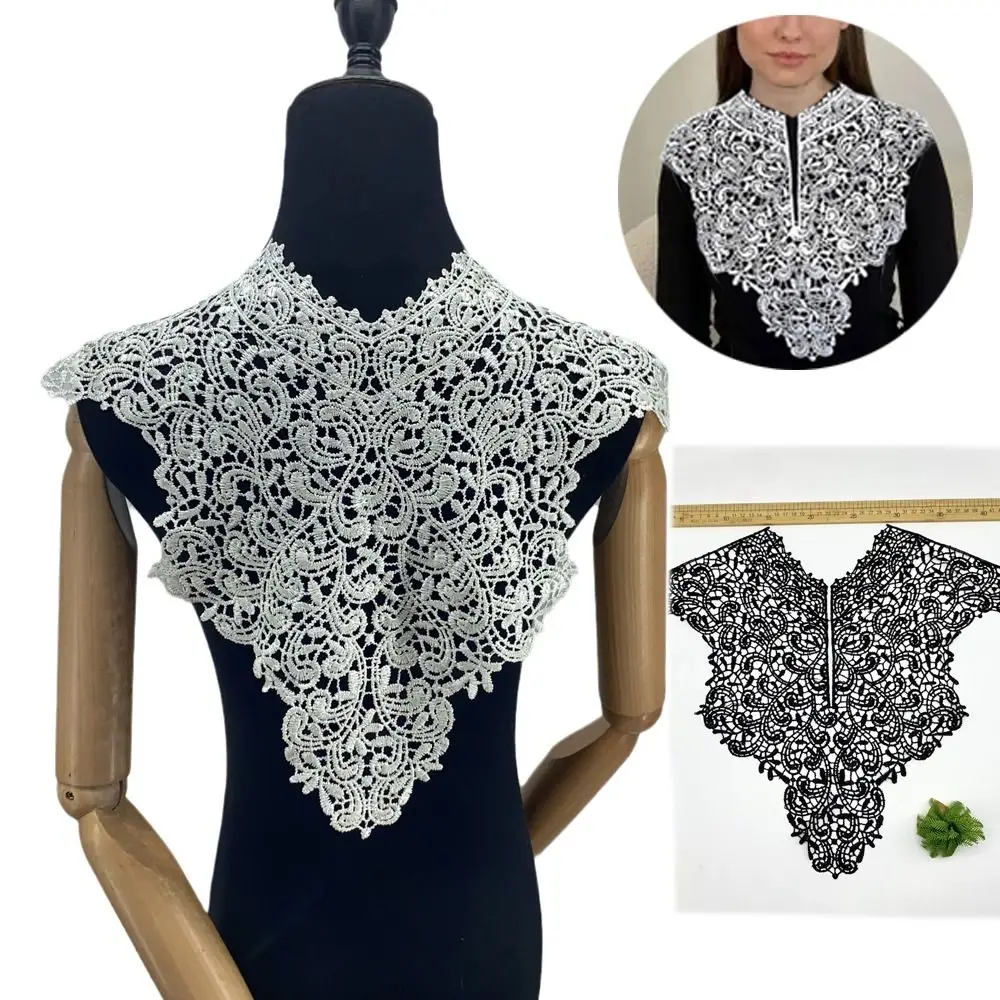 Fiore con colletto cavo in pizzo Cucito fai-da-te Fiore sul petto ricamato Accessori di abbigliamento artigianali Adesivo in tessuto di pizzo Fornitura per banchetti