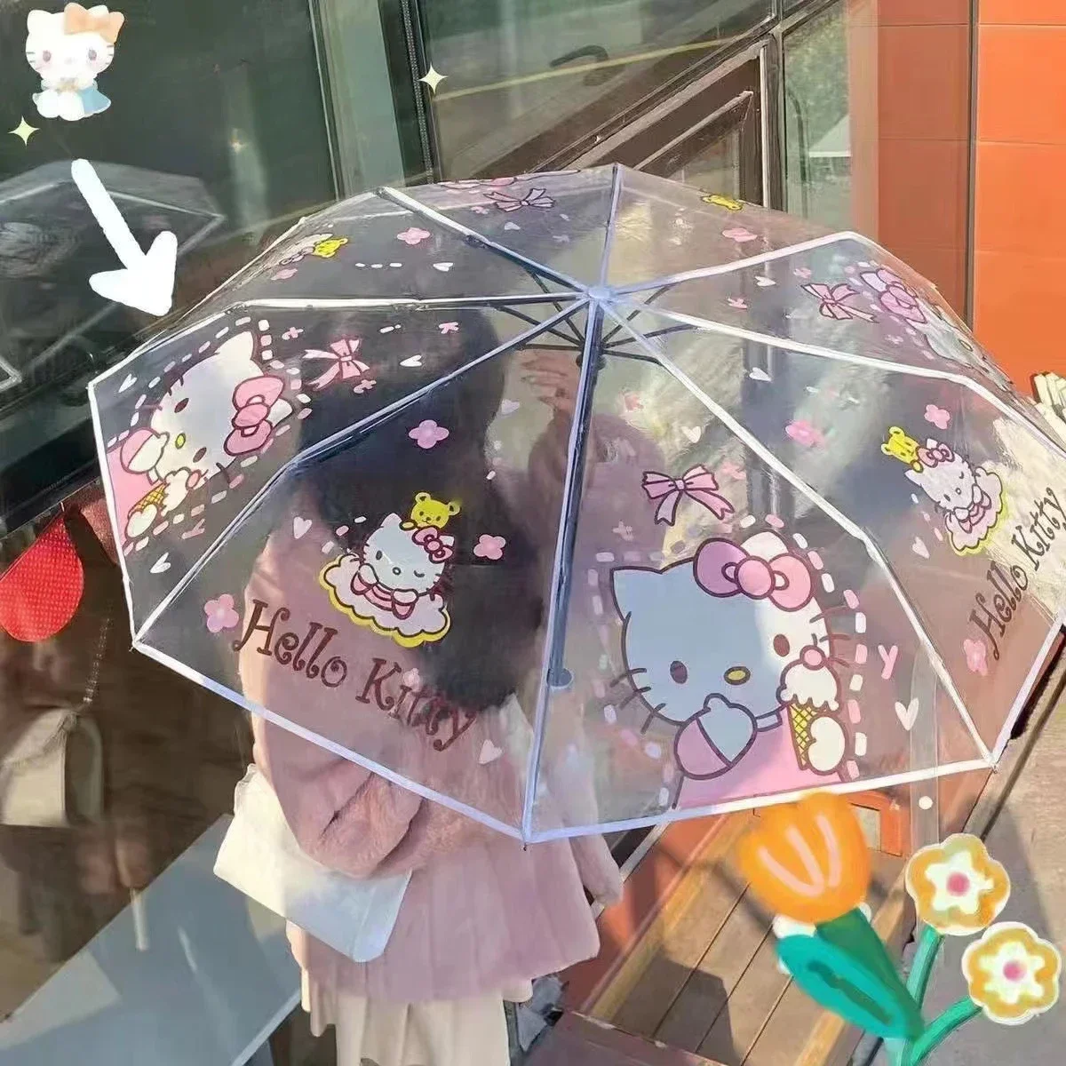 

Sanrio Folding Umbrella Hellokitty Kuromi Mymelody Cinnamoroll Cute Cartoon Umbrella Kawaii Student Automatic