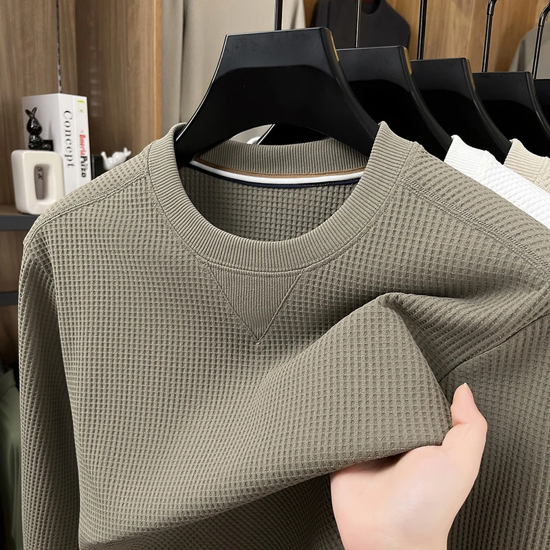Men's Knitted Sweater Round Neck Long Sleeve Solid Color Pullover Autumn Winter Fashion Casual Classic Versatile Men's Wear