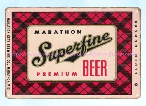 1950s Marathon Superfine Premium Beer Brewing Marathon WI metal tin sign