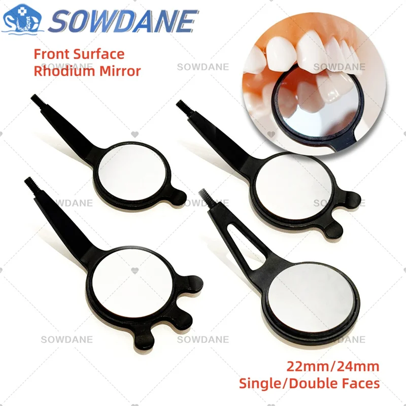 

Dental Front Surface Mouth Mirror Odontoscope Oral Care Examination Hygiene Glass Rohdium Mirror Black 22mm/24mm