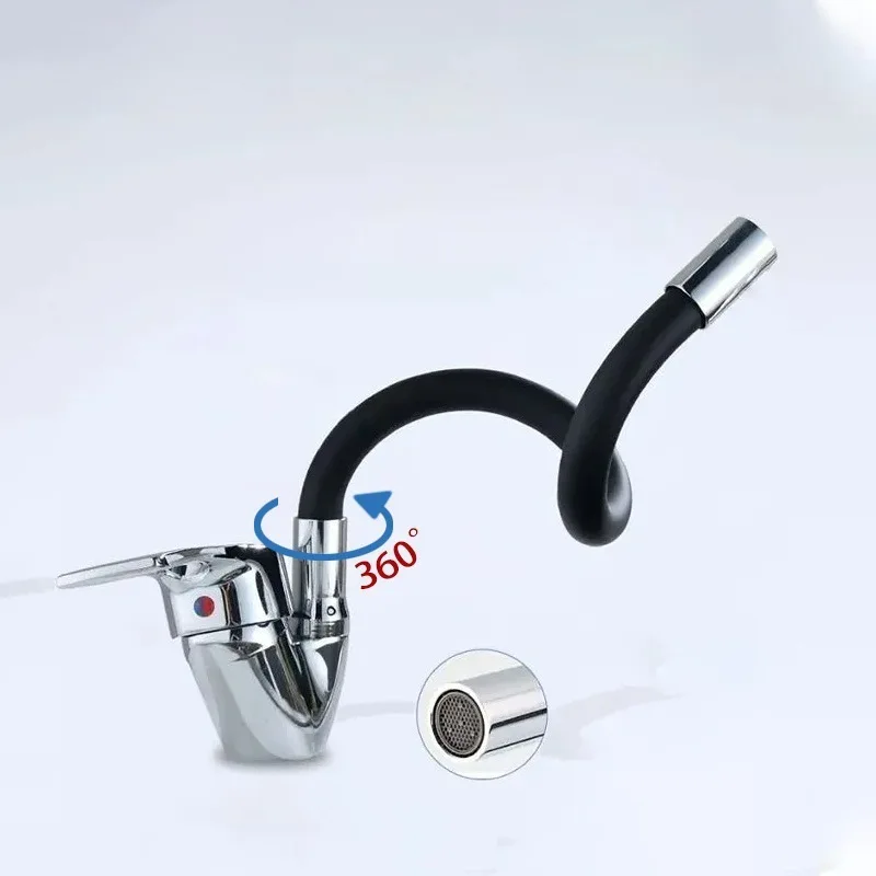 水道管キッチン蛇口ユニバーサルシングルハンドル 360 度回転シンクタップフレキシブルホース浴室のシンクの蛇口デッキマウント