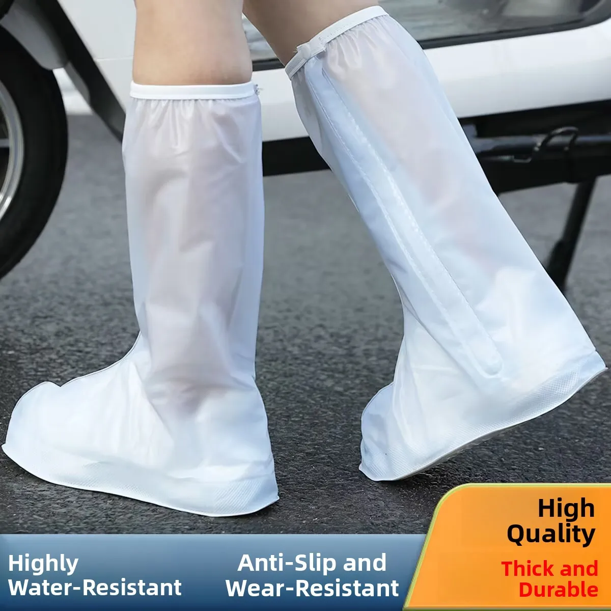 Thickened High-Tube Rain Boot Covers Waterproof Non-Slip Outdoor Travel Shoe Covers PVC Material Durable Shoe Accessories