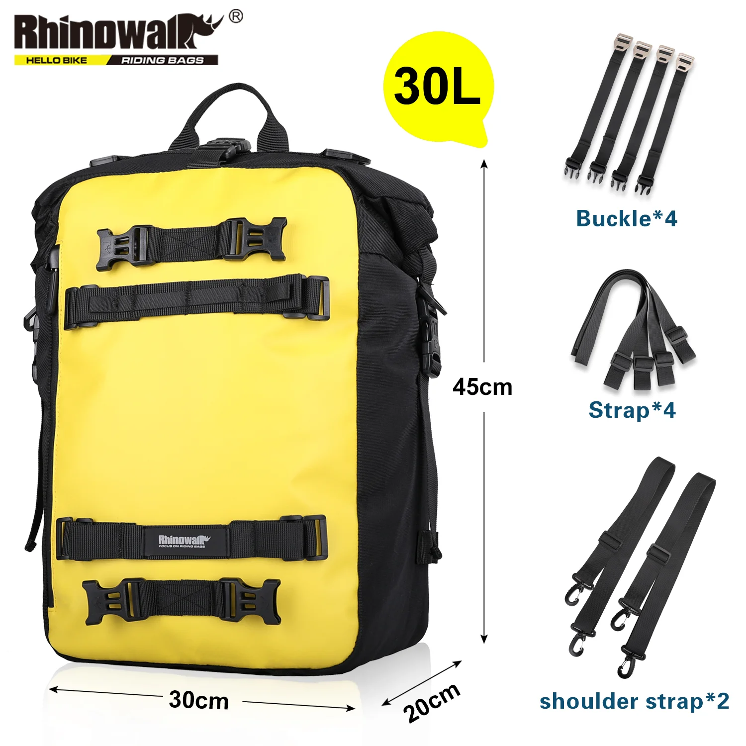 Rhinowalk Motorcycle Back Seat Bag 10L/20L/ 30L Waterproof Motor Side Tail Pannier Bag Luggage Backpack with Rainproof Inner Bag