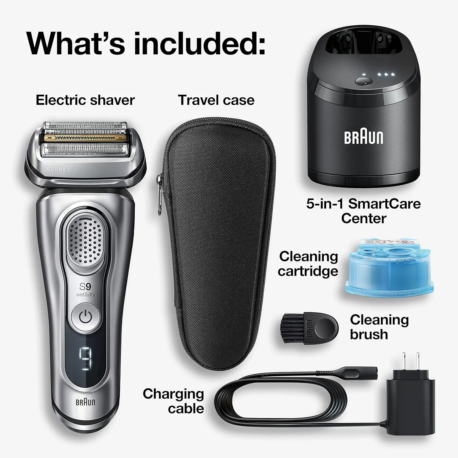 Electric Razor for Men With Precision Beard Trimmer, Rechargeable, Wet & Dry Foil Shaver, Clean & Charge Station & Travel