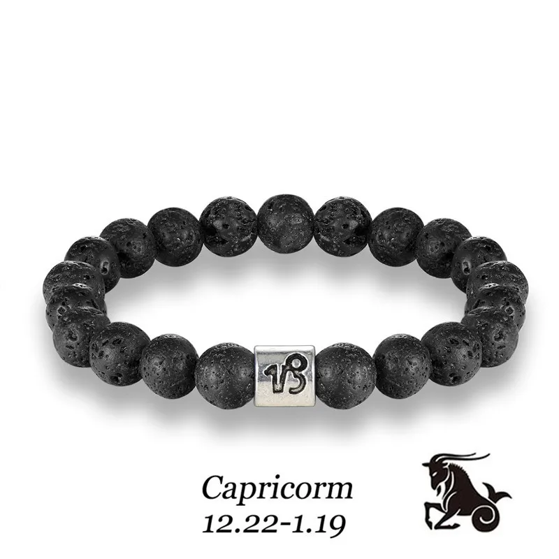 Stone bracelet beads lava natural homme fashion bangles Bracelet Men 12 Constellation Accessorie Jewelry male Lover Gifts