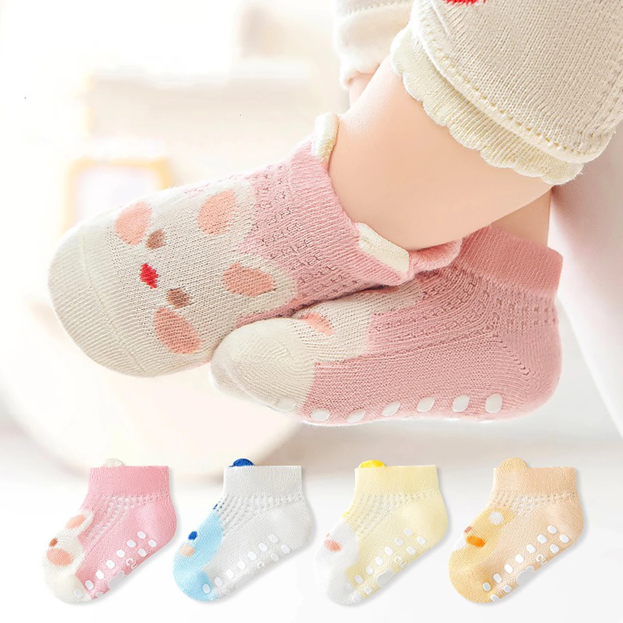 

Summer Baby Mesh Socks Non-slip Floor Socks Infants Short Sock Cartoon Kids Footwear Thin Breathable Children Cotton Socks 0-3Y