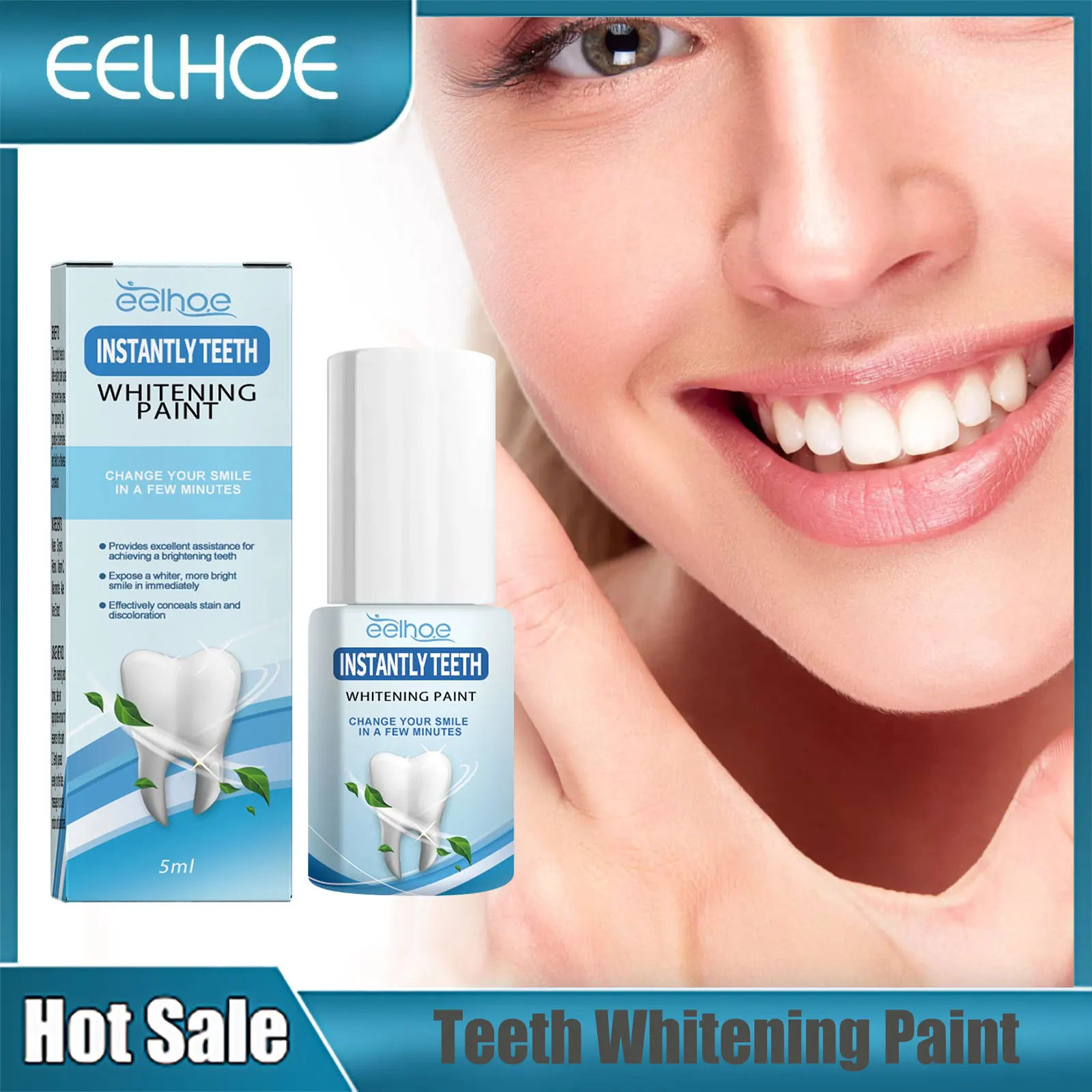 

EELHOE Teeth Whitening Paint Remove Plaque Stains Tooth Cleaning Dental Bleaching Yellow Teeth Removal Brightening Teeth Pen 5ml