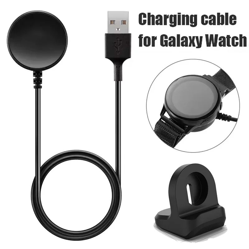 USB Charger Cable For Samsung Galaxy Watch 3 4 Active 1 2 USB Charger Holder Dock Station Desktop Bracket Non-Slip Base Adapter