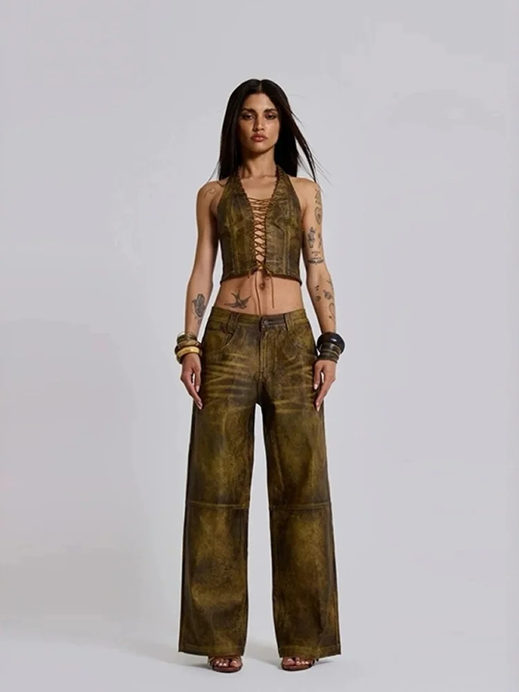 Top Bandeau Sexy e Picante com Decote Vazado e Alça no Pescoço, Design Original com Zíper, Ajuste Slim para o Verão