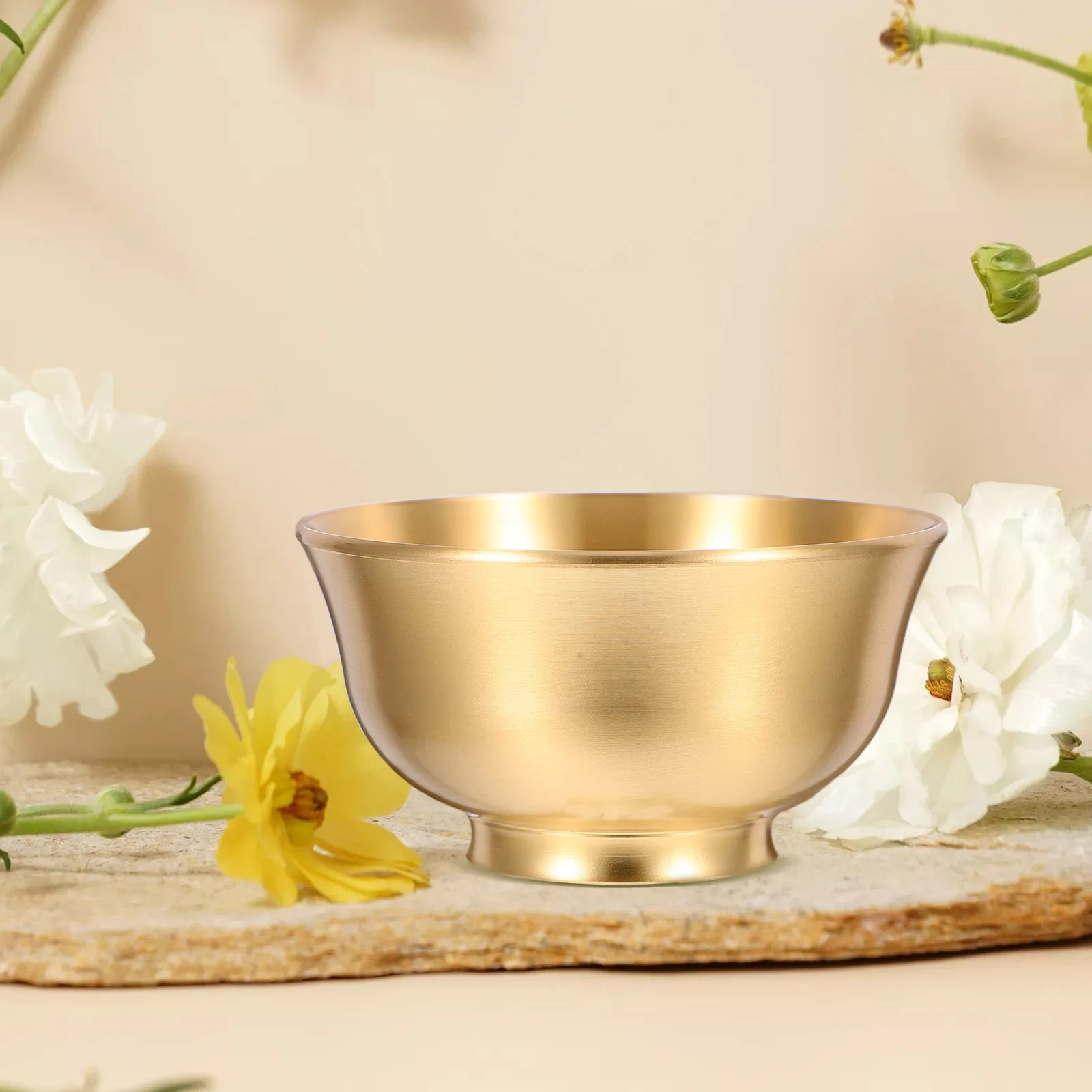 

Brass Decorative Home Craft Offering Small Brass Altar Bowl Handcrafted Treasure Design Water Bowl For Indoor Kitchen Bar Decor