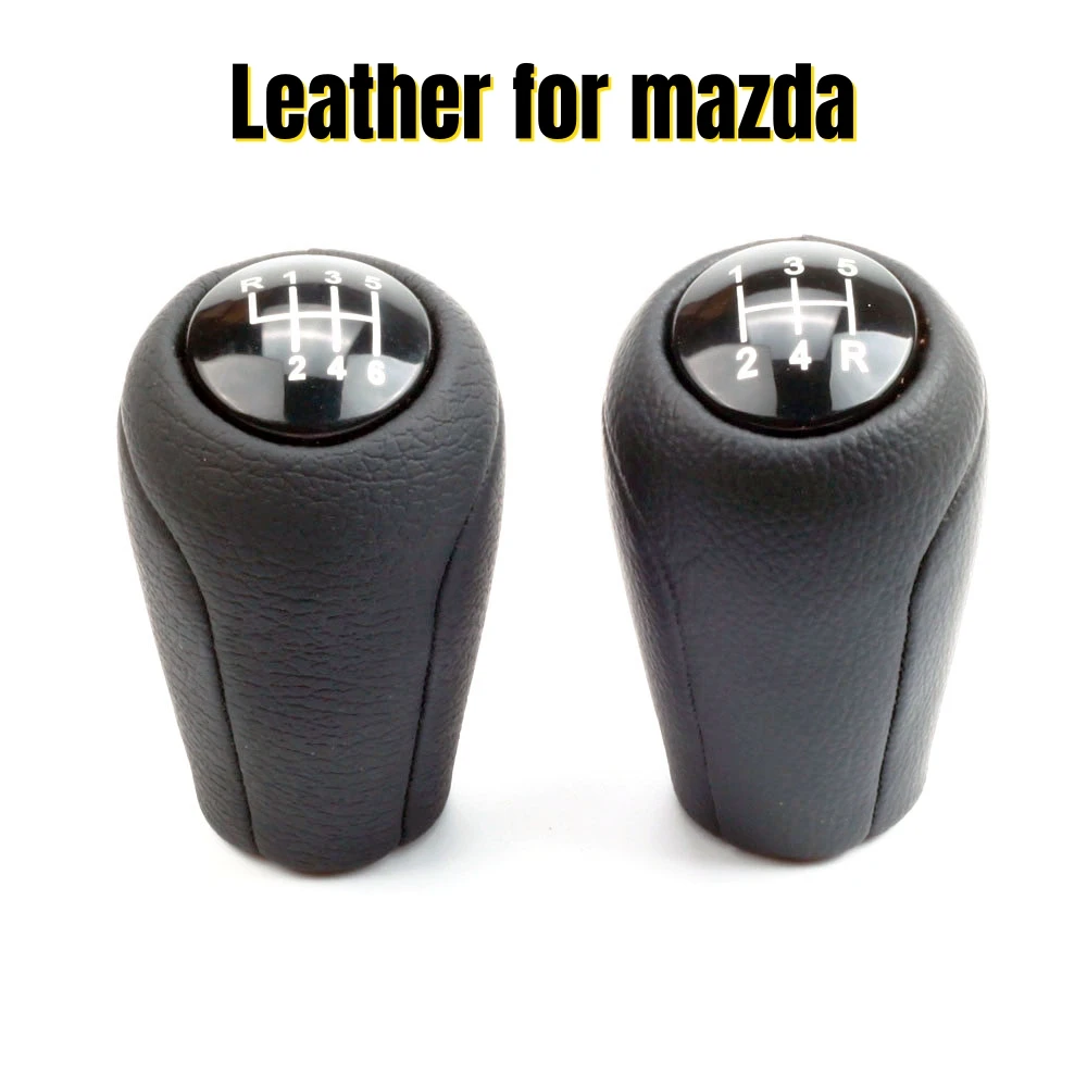 5/6 Speed PU Leather Gear Shift Knob Shifter Handle Pen Head For Mazda 3 BK BL 5 CR CW 6 GH CX-7 ER MX-5 NC III 2005-2011