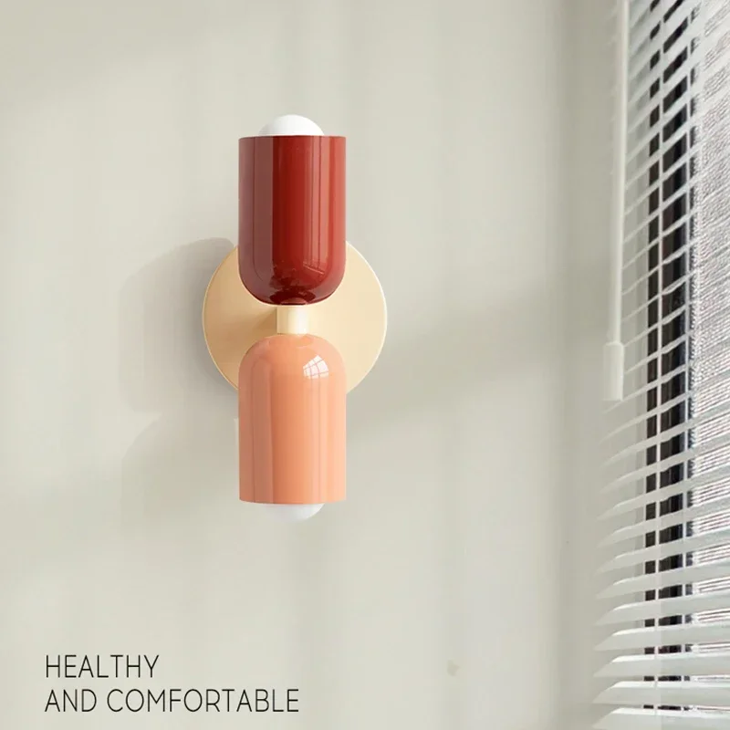

Creative Dual Head Color Matching Wall Lamps Children's Room Bedroom Study Lighting Modern Cute Decoration Nordic Wall Light