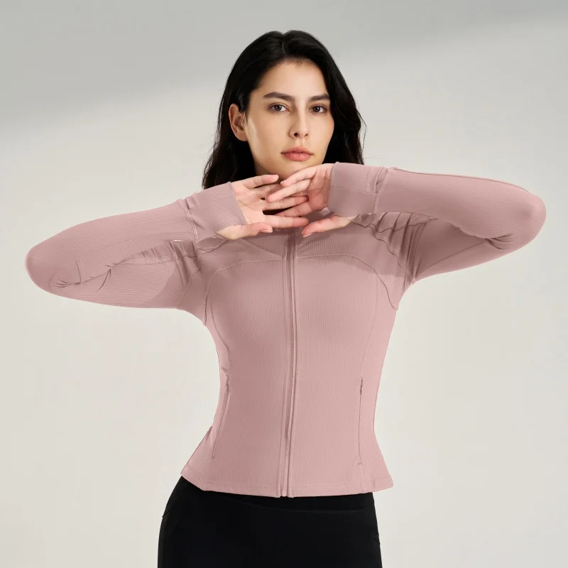 Women's Long-sleeved Clothes Zipper Sports Jacket Top Outer Wear Professional Training Running Fitness Clothes Spring