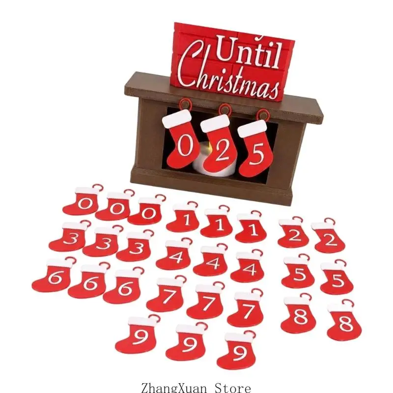 Weihnachts-Adventsherd-Display mit austauschbaren Zahlenstrümpfen 3XUF – Detail 8