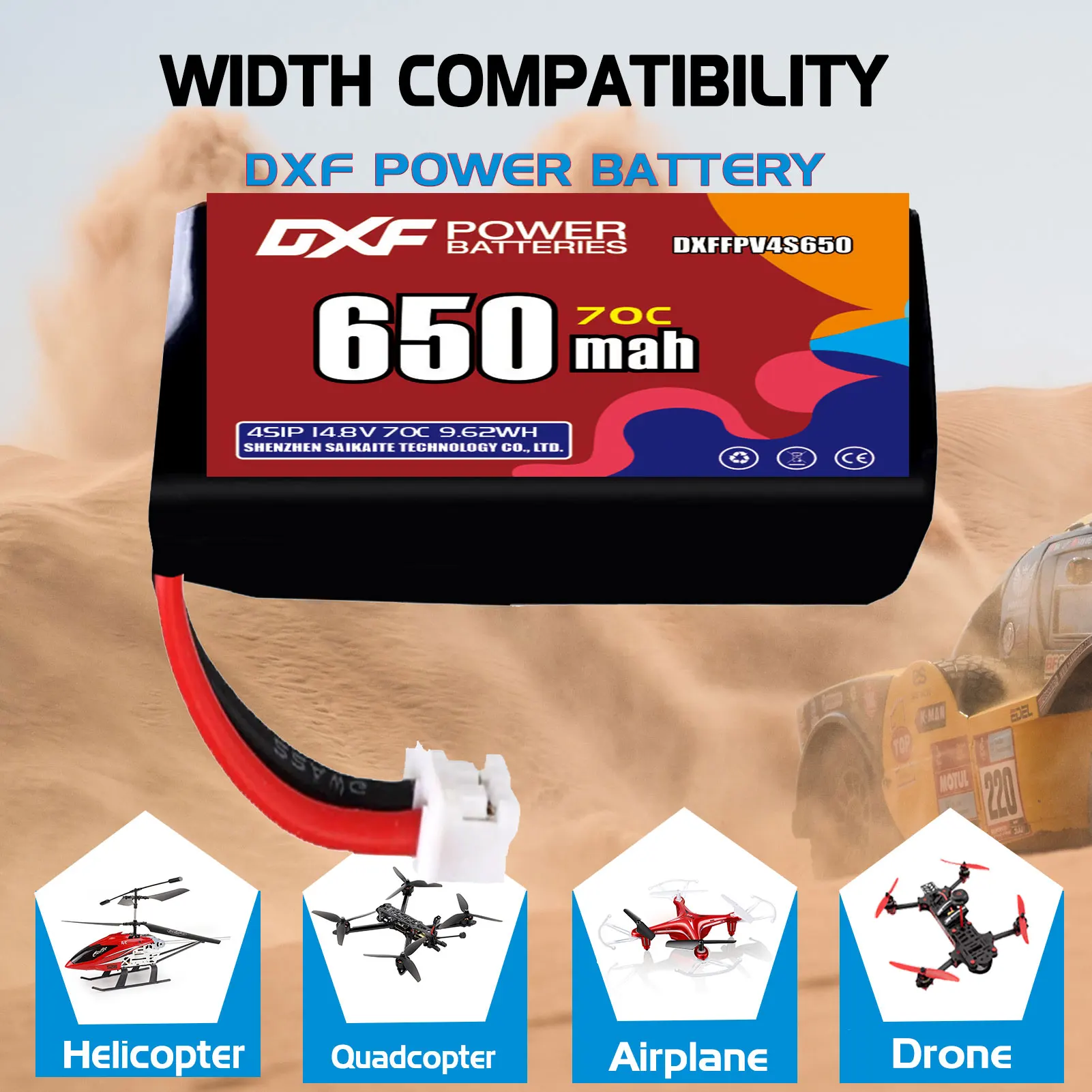 DXF Lipo 4S Batterij 14.8V 650mAh 70C met XT30 XT60 JST Plug voor Vliegtuig RC Helicopter Quadcopter FPV Racing Drone Onderdelen