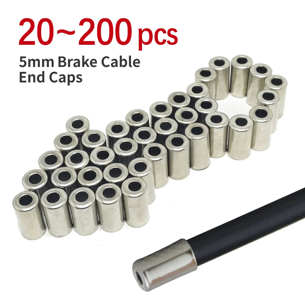 20 ~ 200 шт. велосипедный 5 мм корпус тормозного троса, наконечник, медные торцевые заглушки, концевые крышки шнура для шоссейного велосипеда MTB, колпачок тормозной линии